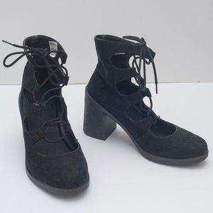 BLACK ASOS TIE UP HIGH HEELS